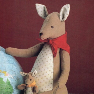 Kangaroo and Joey sewing pattern- 15 inches tall-toy-vintage pattern