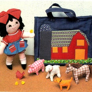 Kinder Tasche mit Scheune-deko, Puppe und Bauernhof-Tiere-Schnittmuster für Kinder