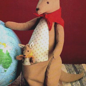 Kangaroo and Joey sewing pattern- 15 inches tall-toy-vintage pattern