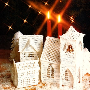 Christmas village-crochet pattern-pdf-instant download- vintage pattern a rare find,