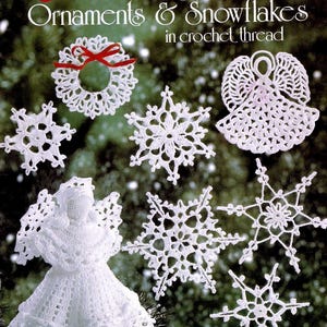 Patrón de crochet vintage: estrellas, copos de nieve, globo, ángeles y campanas - Años 80 - PDF - Descarga instantánea