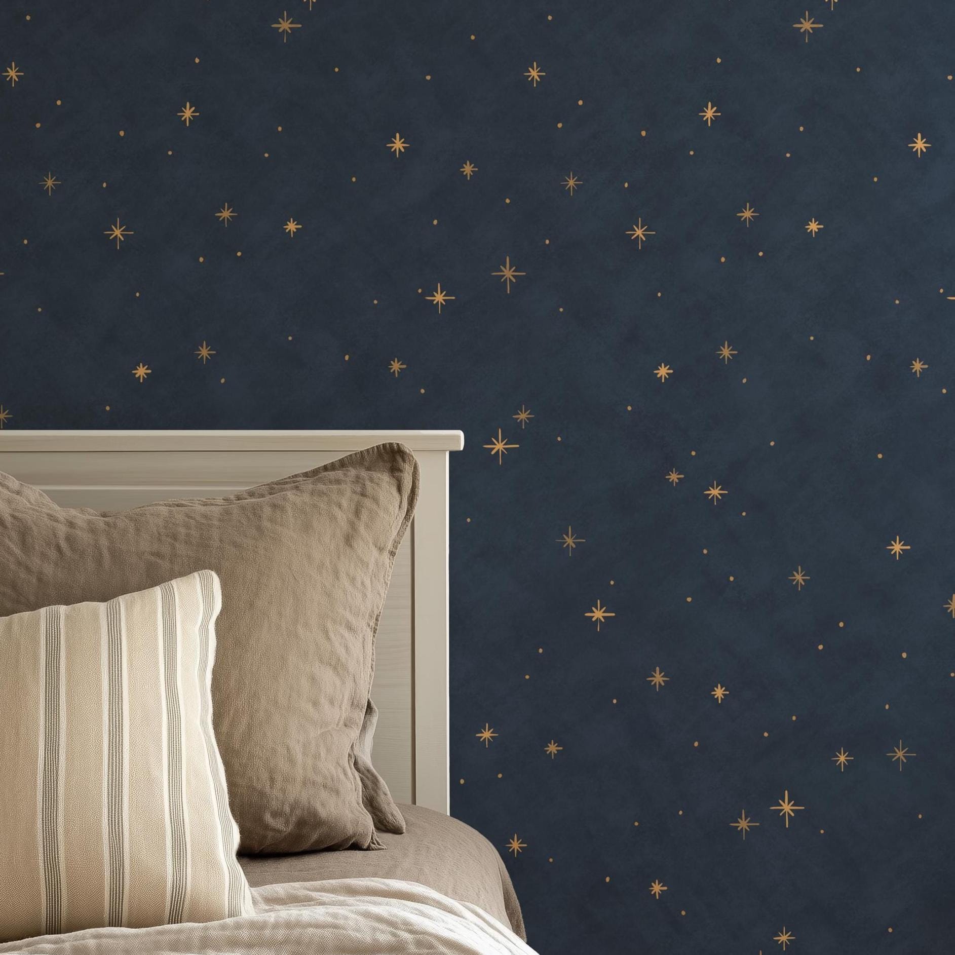 Celestial Starry Night Sky and Misty Midnight Fog - Dark Navy Blue and ...