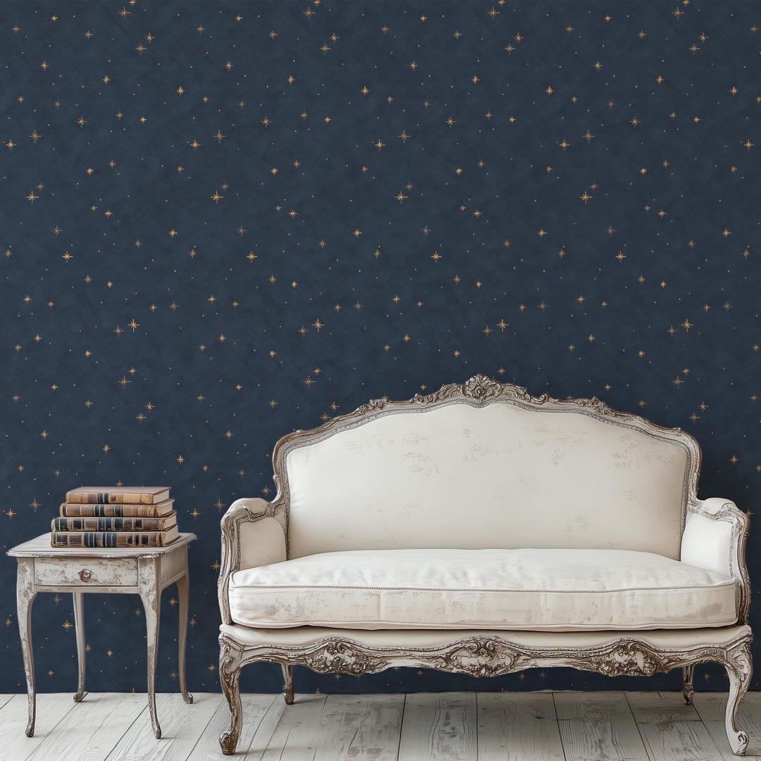 Celestial Starry Night Sky and Misty Midnight Fog - Dark Navy Blue and ...