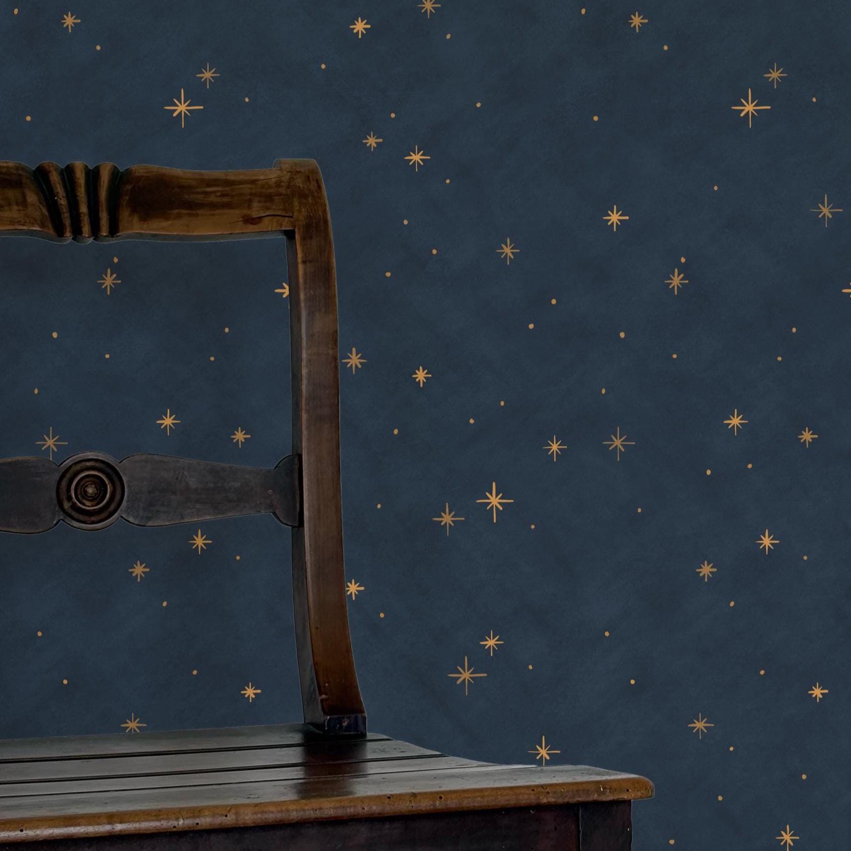 Celestial Starry Night Sky and Misty Midnight Fog - Dark Navy Blue and ...