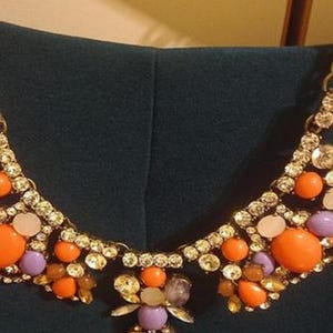 Vintage Orange & Purple Gemstone Women Necklace
