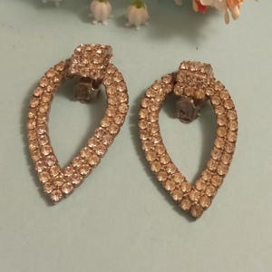 Vintage Rhinestone Teardrop Clip-on Earrings