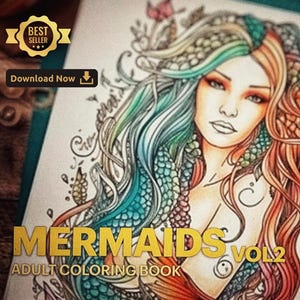 Enchanting Mermaid Coloring Book Vol. 2 | Underwater Fantasy PDF | Adults & Kids Coloring Pages