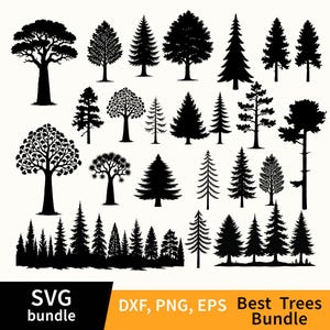 Forest Tree Bundle SVG Files | Tree Clipart, Tree Silhouettes, Tree of Life, Roots & More – Instant Digital Download