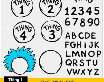 Thing 1 Thing 2 SVG、Thing 1 Thing 2 カットファイル、Thing 1 Thing 2 PNG Thing Alphabet SVG、Cricut 用 Thing SVG ファイル、カットファイル、Silhouette Cameo