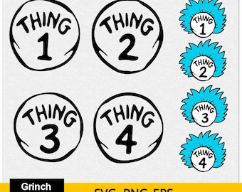 Thing 1 Thing 2 SVG、Thing 1 Thing 2 カットファイル、Thing 1 Thing 2 PNG Thing Alphabet SVG、Cricut 用 Thing SVG ファイル、カットファイル、Silhouette Cameo