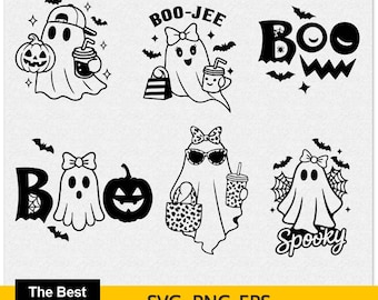 面白いゴースト SVG バンドル、レトロな不気味な雰囲気（デジタルダウンロード）