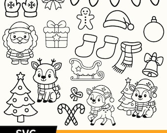 クリスマスのトナカイ SVG バンドル、ホリデー クリップアート (svg、dxf、eps、png)