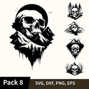 Mountain Skull SVG | Sugar Skull SVG | Halloween SVG | Skull Vector for Cricut & Silhouette