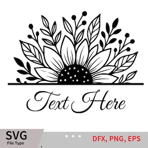 girassol svg, girassol com nome, borda de girassol svg, girassol dividido svg, arquivo de corte de girassol, divisão de girassol, monograma de girassol