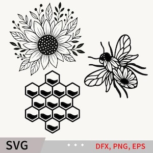 Bee SVG, Bee Clipart, Bee Outline SVG Bundle,  Bee path dotted lines bundle, Cute Honey Bee cutting file, Bee with heart Digital Download