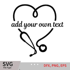 Stethoscope Heart Monogram Frame, Heart Stethoscope SVG, Nurse Cut File for Cricut, Silhouette,  Doctor Vet, dxf png jpg eps, Commercial Use