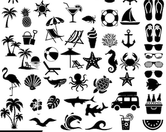 Sommer SVG Bundle 80+ Tropical Beach Designs Cut Files Flamingo Palmen (Digitaler Download)
