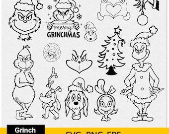 グリンチ svg バンドル Svg、クリスマス png バンドル、グリンチ svg、グリンチの顔 Svg、グリンチ Svg、グリンチのクリスマス Svg、グリンチのシルエット
