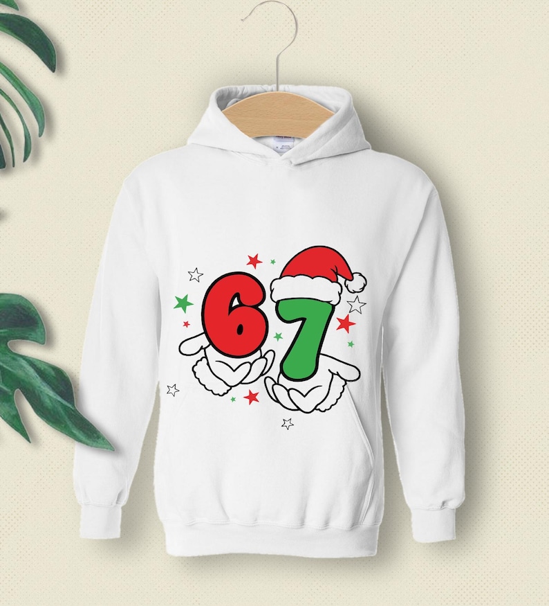 67 Christmas Ugly Sweater Six Seven Meme 6 7 Santa Hands Sweatshirt