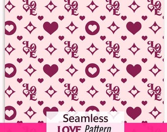 ピンクのハートのバレンタインデーシームレスパターン（SVG、PNG、EPS）