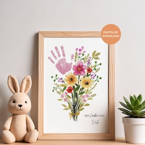 Handabdruck Kinder Blumenstrauß | Geschenk Handabdruck | Handabdruck Baby, Kind | Geschenk Oma und Opa | Geschenk Mama | Muttertag