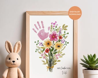 Boeket met handafdrukken voor kinderen | Cadeau met handafdrukken | Handafdruk van baby/kind | Cadeau voor grootouders | Cadeau voor mama | Moederdag