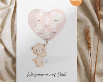 Baby Shower Guest Book Poster | Baby Shower Favor Picture | Baby Shower Gift | Baby Shower Fingerprint Poster Balloon | Baby Shower Gift