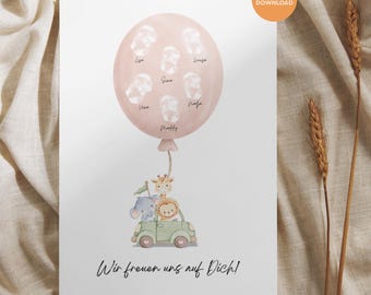 Baby Shower Guest Book Poster | Baby Shower Favor Picture | Baby Shower Gift | Baby Shower Fingerprint Poster Balloon | Baby Shower Gift