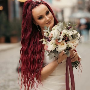 Black to Burgundy Ombre DE Dreadlock Set – 60 Handmade Pieces (70–75 cm / 380 g) – Ultra Natural Look – One of a Kind