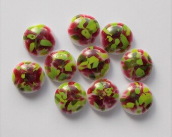 Fused Glass Beads - Fused Glass - Small Beads - Jewelry Findings - Lampwork Beads - Cabochon - Cab - Green Beads 7451