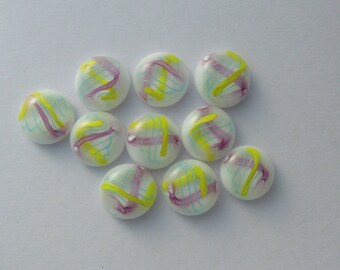 Pink Beads - Fused Glass Beads - Lampwork Beads - Fused Glass - Jewelry Findings - Small Beads - Cabochon - Cab - Mosaic Tiles 5482