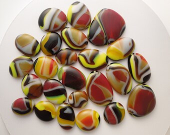 24 Glass Blown Cabochons For Stained Glass Mosaic Tiles Art Glass Projects Glass Tiles Fused Glass Stepping Stones 6594