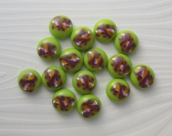 Fused Glass Beads - Fused Glass - Small Beads - Jewelry Findings - Lampwork Beads - Cabochon - Cab - Green Beads 2625