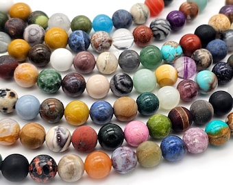 AAA top quality 8mm mixed gemstone & crystal bead strand, round beads (1436)