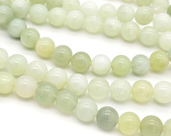 10mm New Jade beads, natural round gemstone, light green serpentine  (1269S)