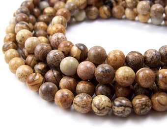 Picture Jasper beads, 8mm round gemstone bead, brown, Full or half strands  (391S)