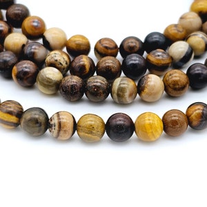 6mm Jupiter Jasper, Tiger Iron beads, 6mm round natural brown striped gemstone 689S image 1