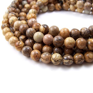 Picture Jasper beads, 8mm round gemstone bead, brown, Full or half strands  (391S)