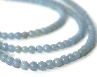Angelite beads, 4mm round, natural light blue gemstone, full strand (747S)