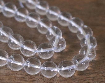 quartz beads, 10mm round gemstone beads, natural clear crystal  (1117S)