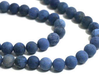 Matte Blue Dumortierite Beads, 8mm round gemstone bead  (986S)