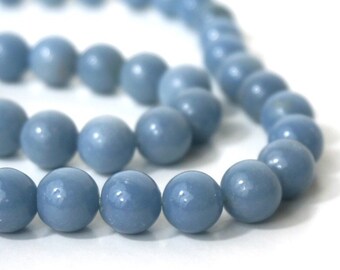 12mm Angelite beads, natural light blue round gemstone (822S)