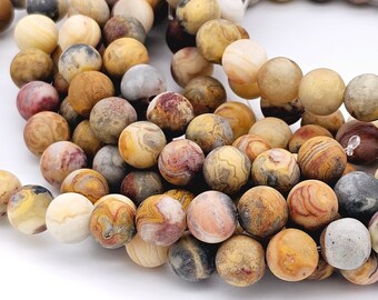 8mm Matte Crazy Lace Agate beads round natural gemstone  (1248S)