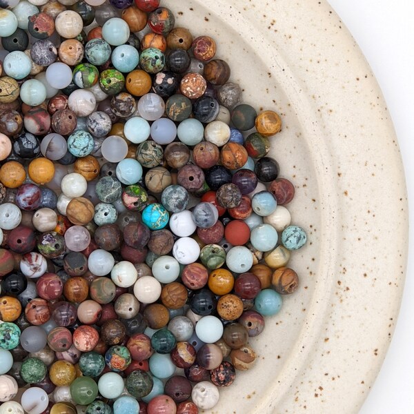 IMPERFECT bulk gemstone mix, 8mm, 10mm or 6mm round beads, great for perfectly imperfect malas / mosaic projects.