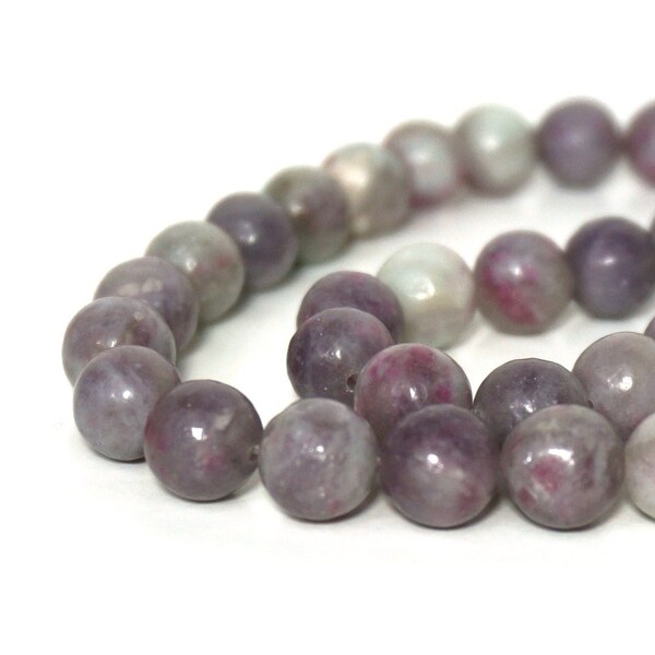 Lilac Stone Beads, 10mm round natural purple gemstone, HALF strand (686S)