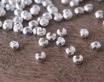 3mm Crimp Bead Covers. Silver Plated Knot Covers   (386FD)