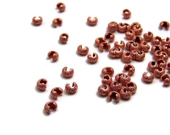 3mm Crimp Bead Covers, Copper Stardust Metal Beads, knot covers  (412FD)