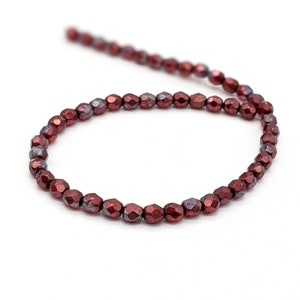 4mm Czech Glass beads. small faceted fire polished beads. color: Siam Ruby Red with Vega Picasso 1414F image 3