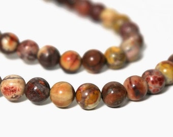 Birdseye Rhyolite beads, 6mm round natural gemstone, full & half strands (933S)
