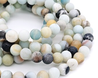 8mm matte Flower Amazonite beads, round natural gemstone, Full & Half Strands available  (1195S)